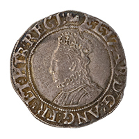 1595-1598 Elizabeth I Hammered Silver Shilling MM Key Obverse Thumbnail