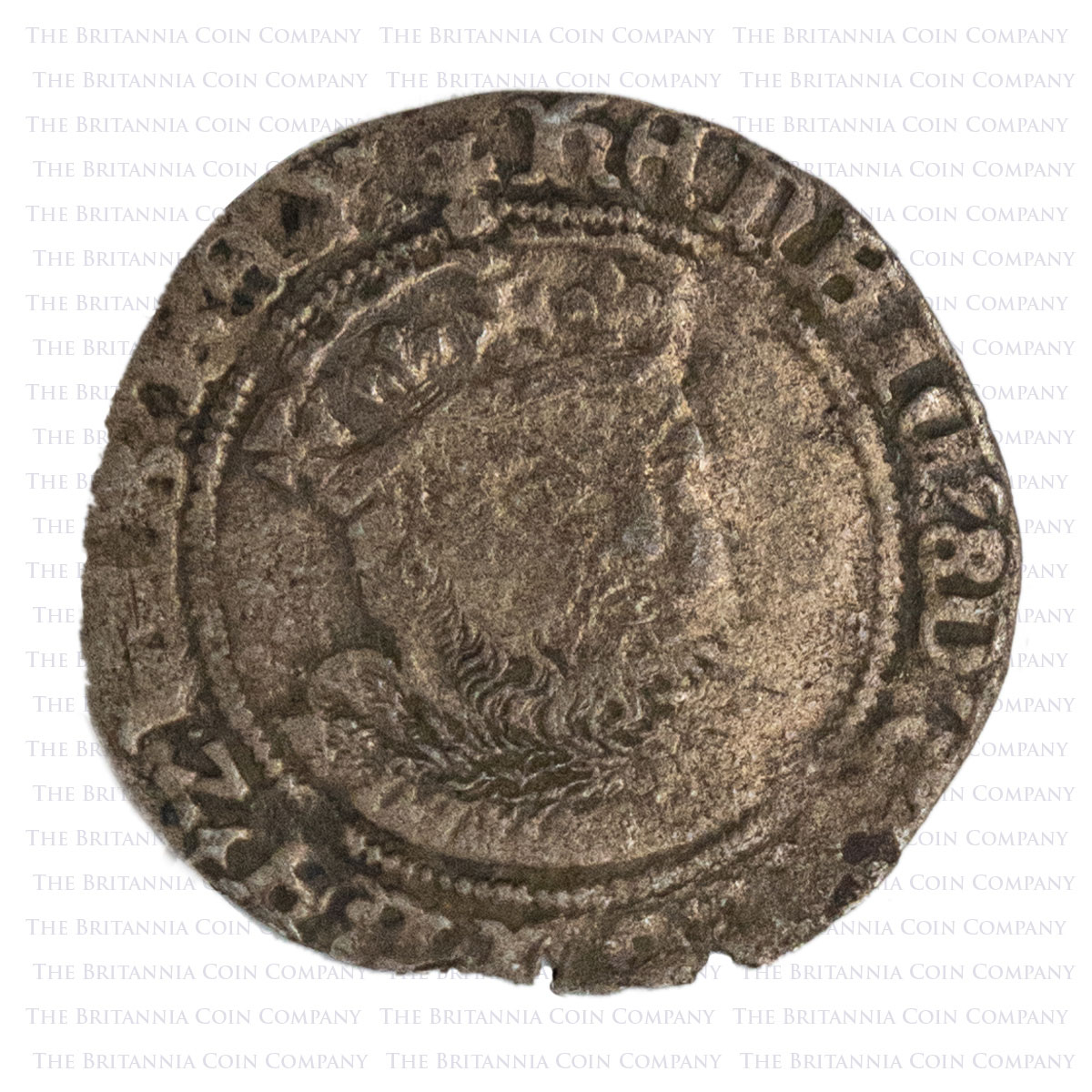 1547-1551 Edward VI Hammered Silver Groat Posthumous Henry VIII Bristol Mint Obverse