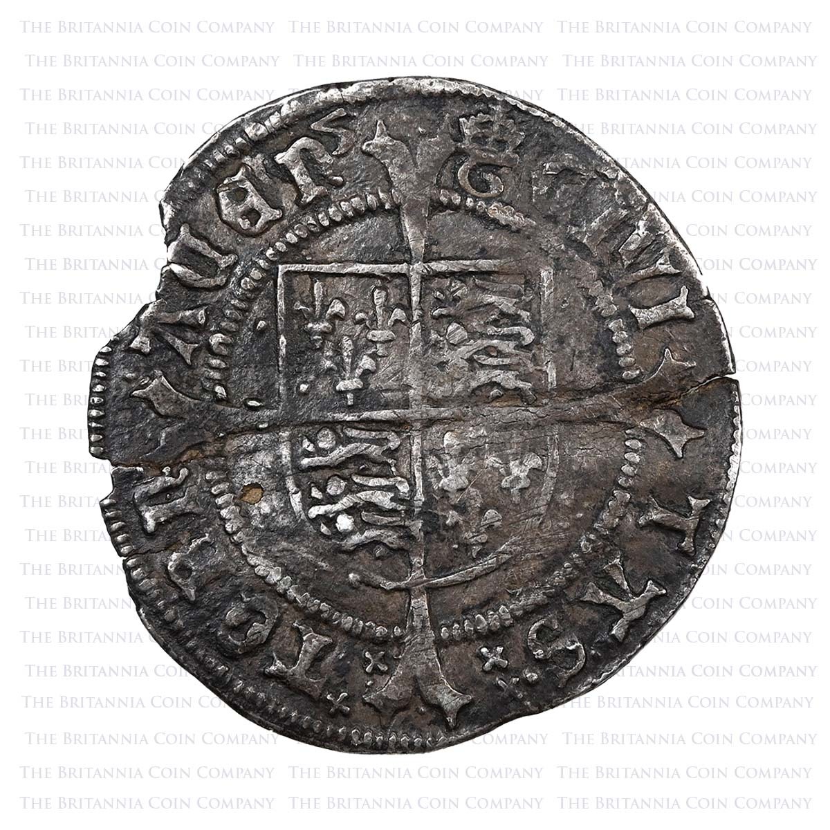 1513-1518 Henry VIII Hammered Silver Groat Tournai MM Crowned T Reverse
