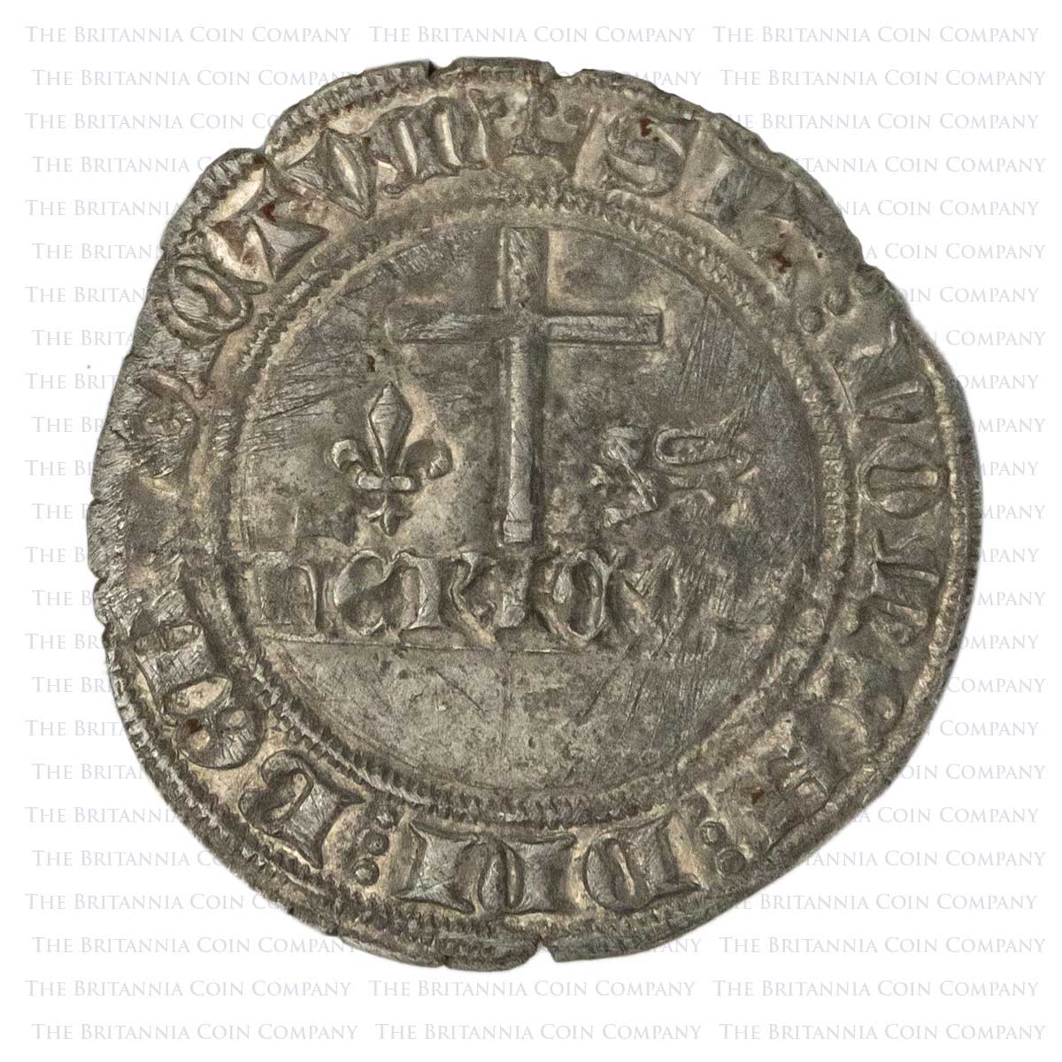 1422-1436 Henry VI Hammered Silver Grand Blanc Anglo-Gallic Paris Mint Reverse
