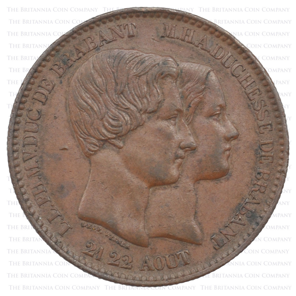 1853 Marriage of Leopold II Bronze Medal Reverse