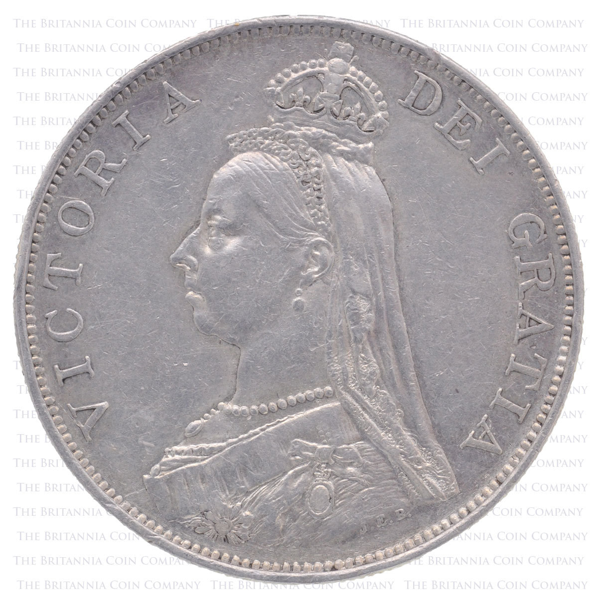 1887 Queen Victoria Silver Double Florin Arabic 1 Obverse
