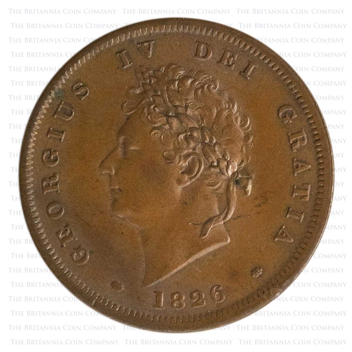 1826 George IV Copper Penny : Obverse