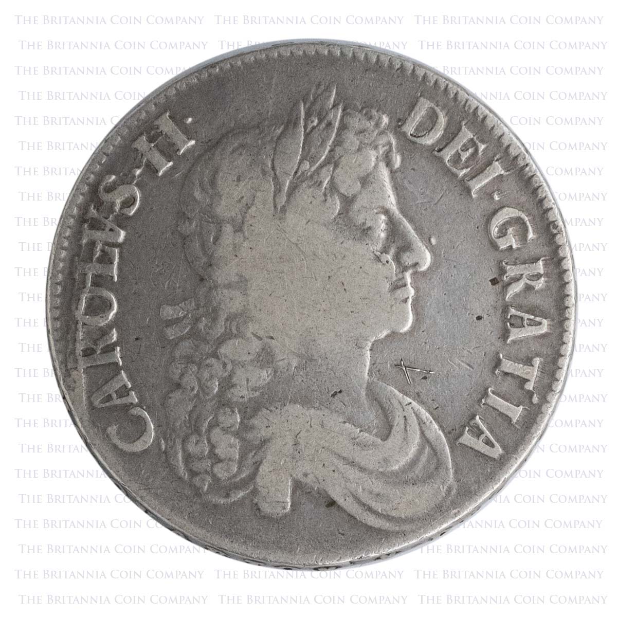 1672 Charles II Silver Crown VICESIMO QVARTO Obverse