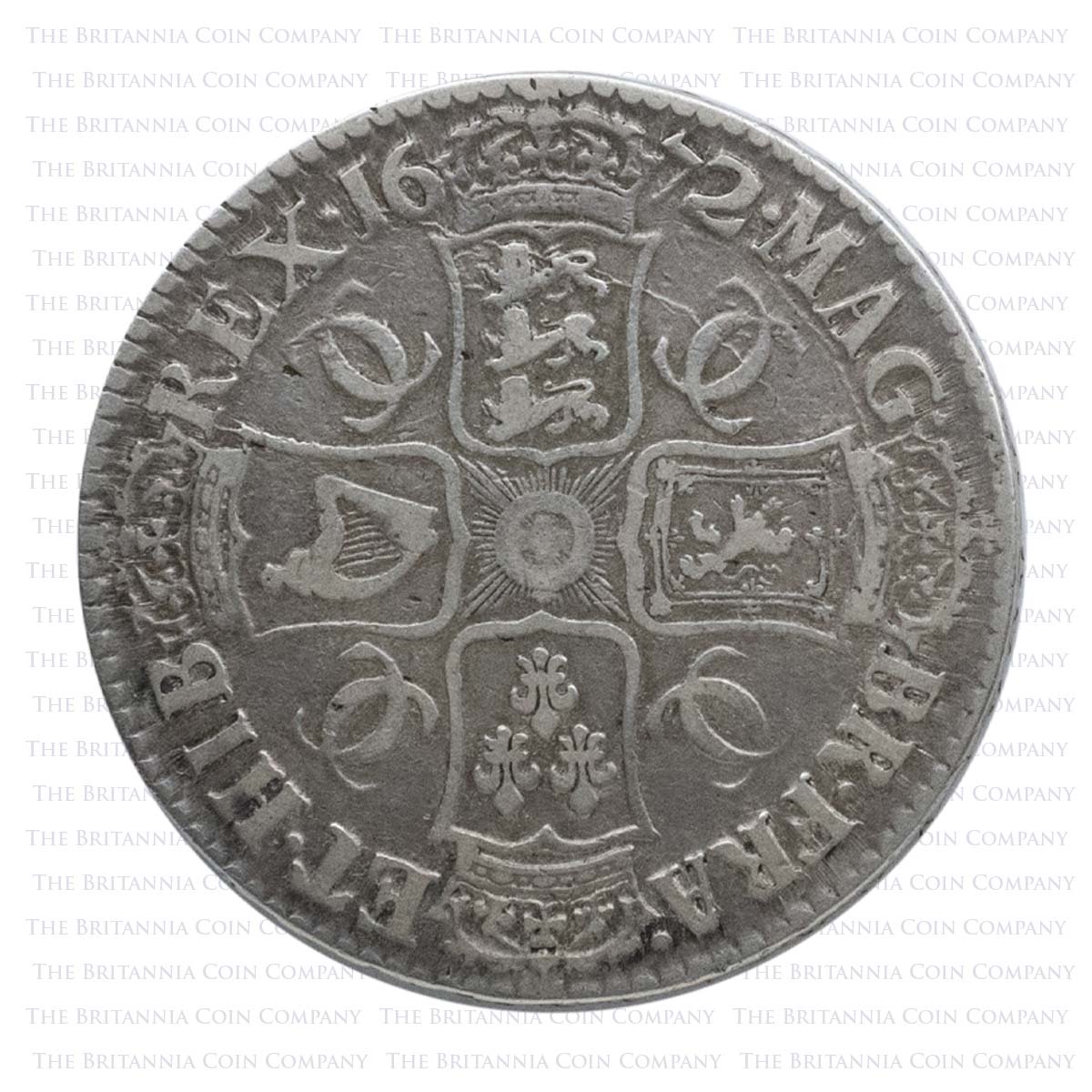 1672 Charles II Silver Crown VICESIMO QVARTO Reverse