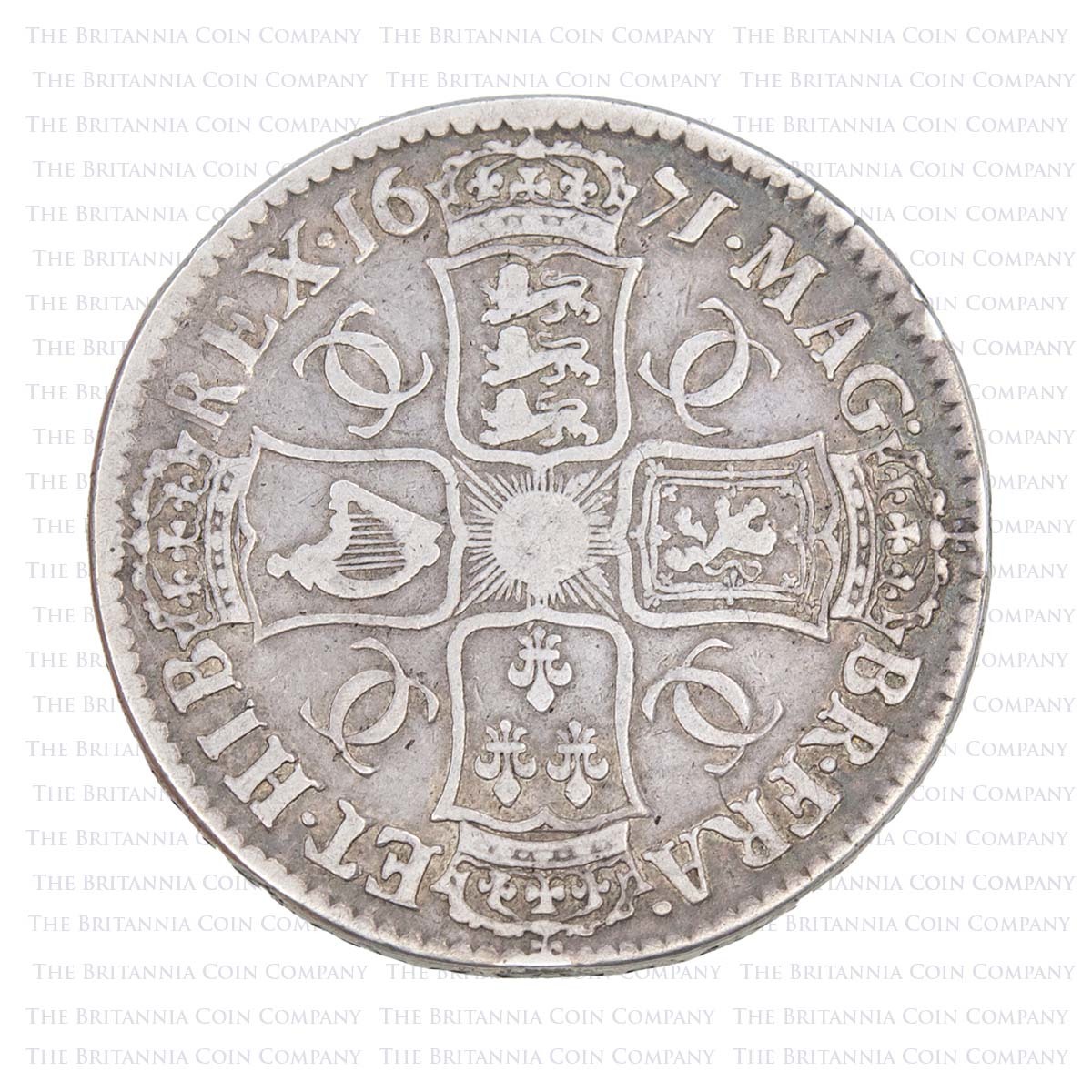 1671 Charles II Silver Crown Vicesimo Tertio Reverse
