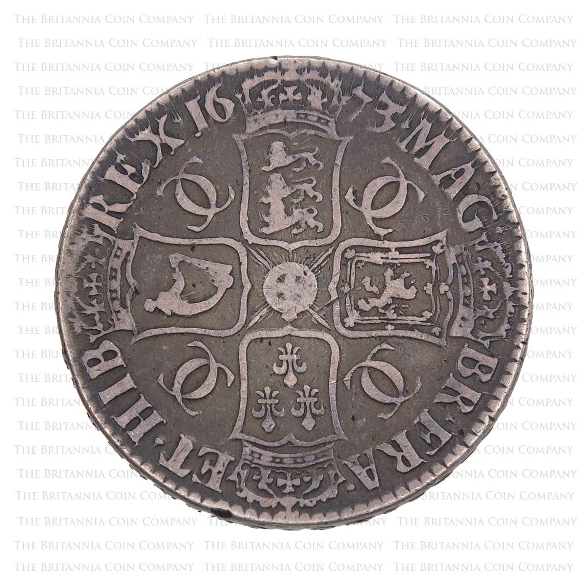 1673 Charles II Silver Crown Vicesimo Qvinto Reverse