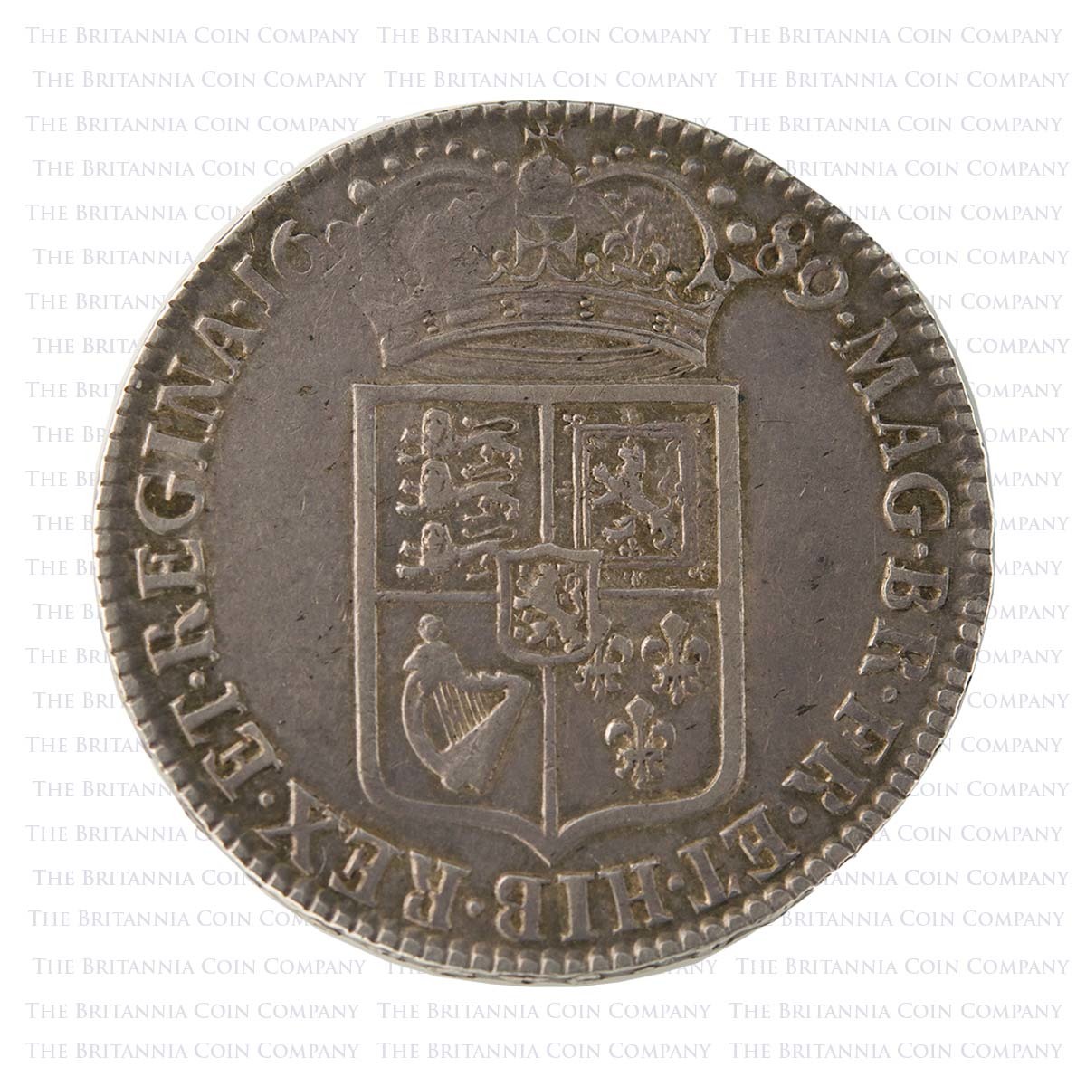 1689 William & Mary Silver Halfcrown L Over M First Reverse Reverse