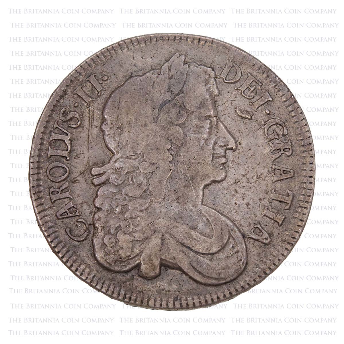 1676 Charles II Silver Crown Vicesimo Octavo Obverse
