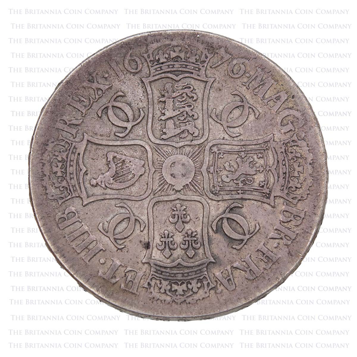 1676 Charles II Silver Crown Vicesimo Octavo Reverse