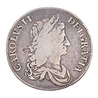 1663 Charles II Silver Crown XV on Edge Obverse Thumbnail