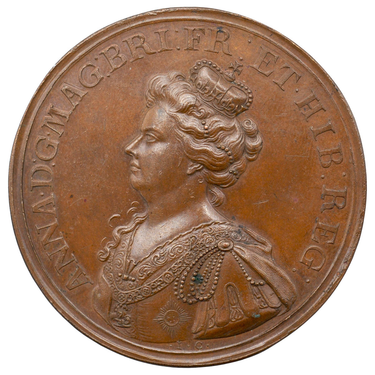 1707 Anne Act of Union Bronze Medal Obverse