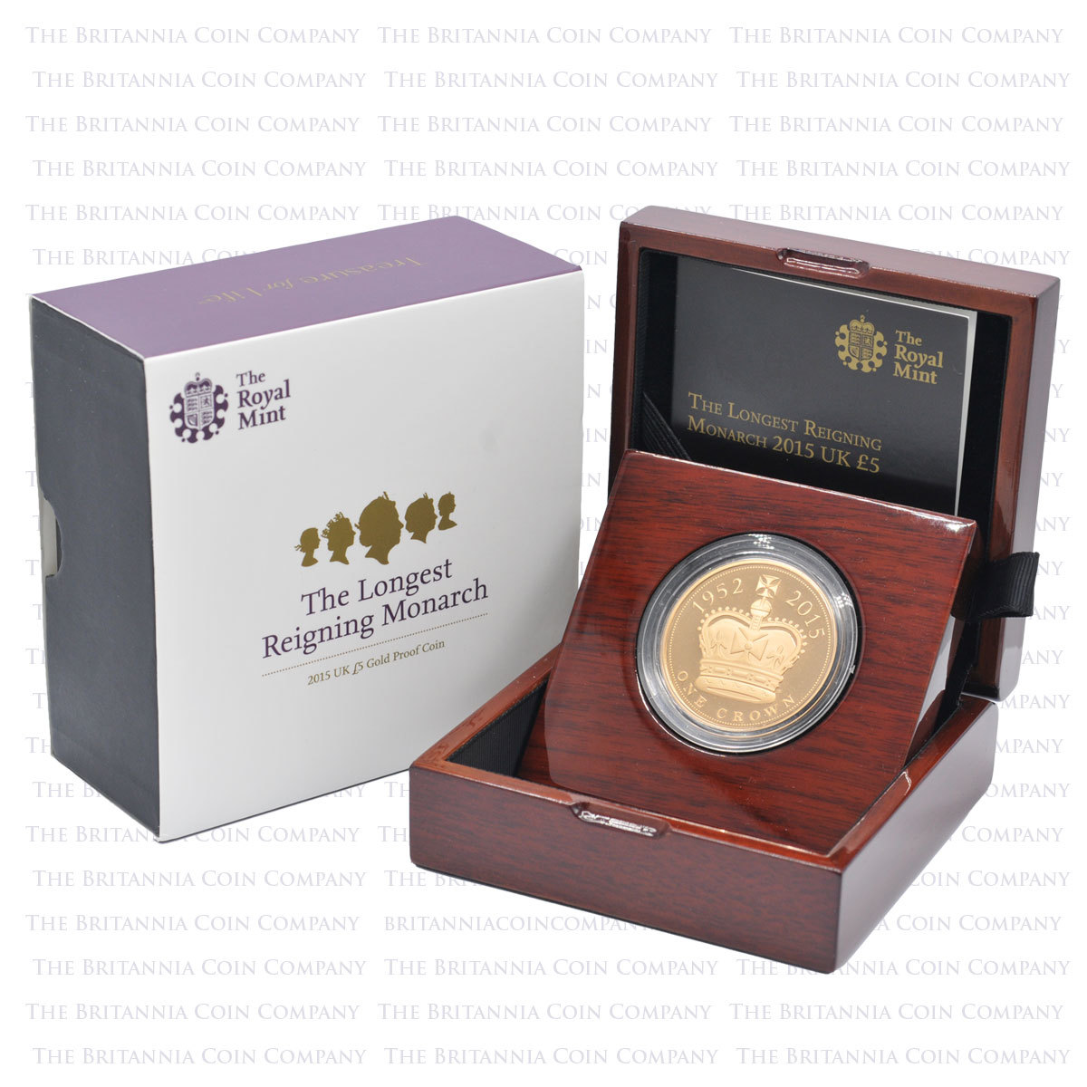 2015 UK £5 Gold Proof : The Longest Reigning Monarch