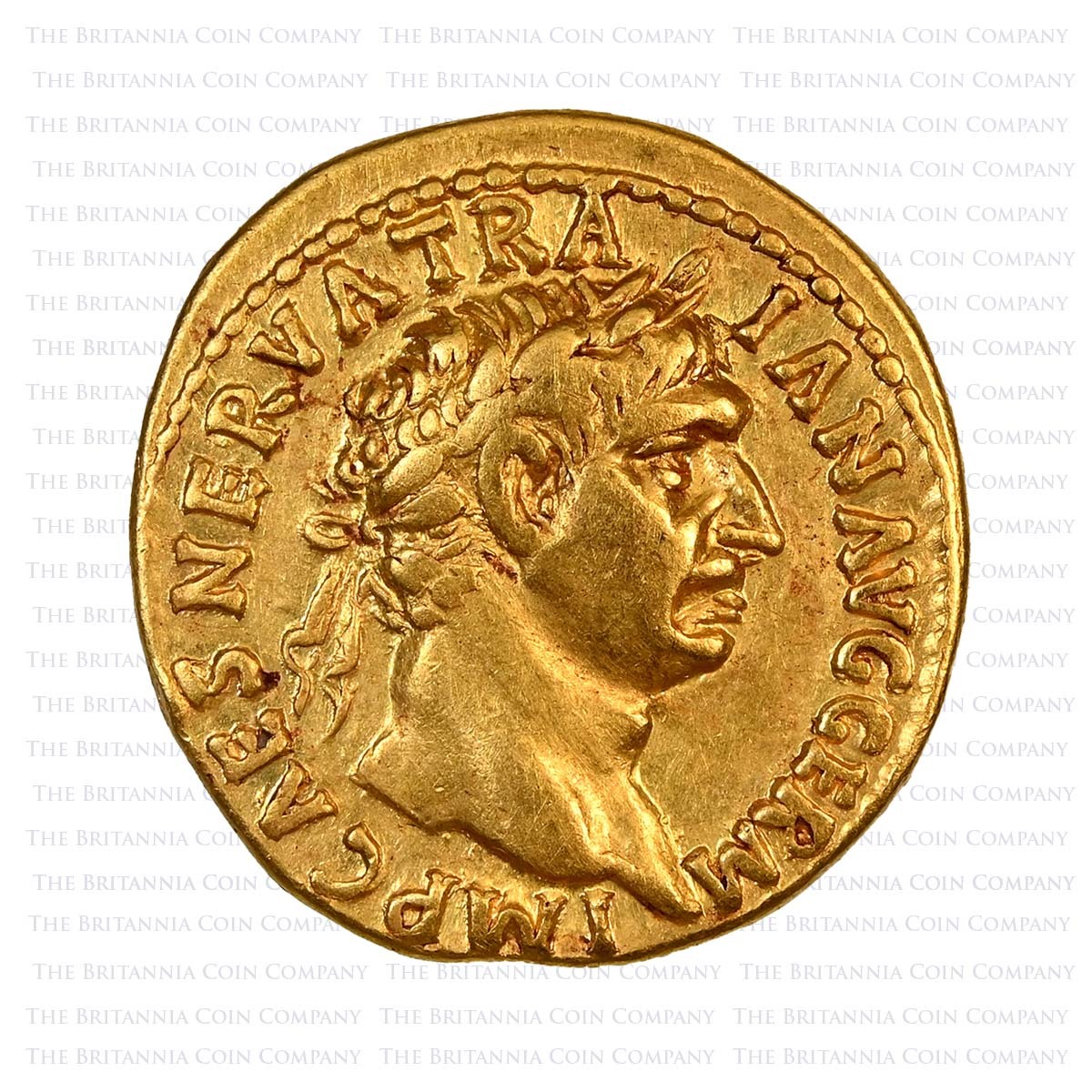98-117 AD Trajan Gold Aureus Rome Very Rare Obverse