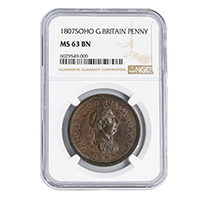 1807 George III Penny MS 63 Obverse Thumbnail