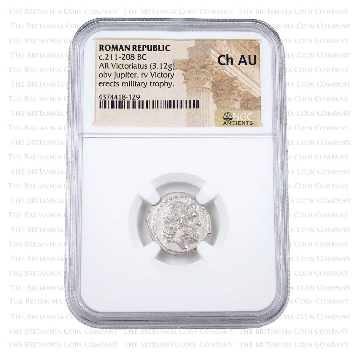 211-208 BC Silver Victoriatus NGC Mint State Slabbed