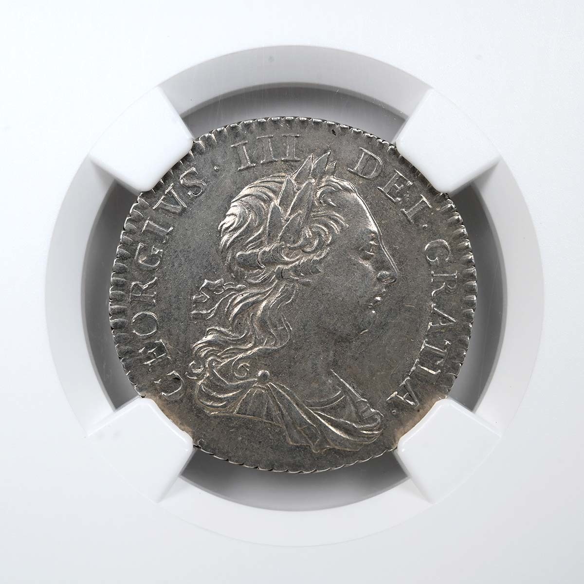 1763 George III Silver Northumberland Shilling NGC AU 58 Obverse