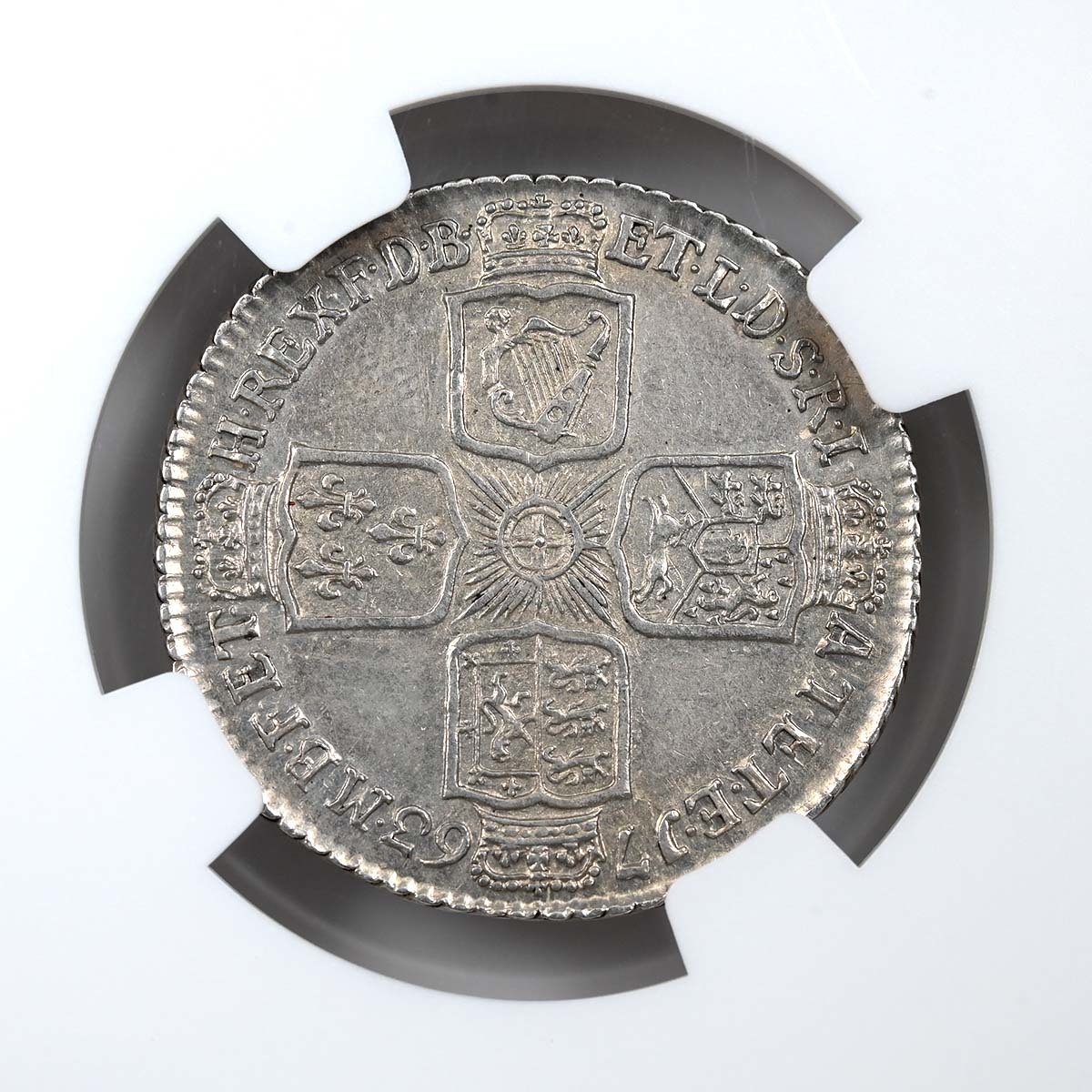 1763 George III Silver Northumberland Shilling NGC AU 58 Reverse