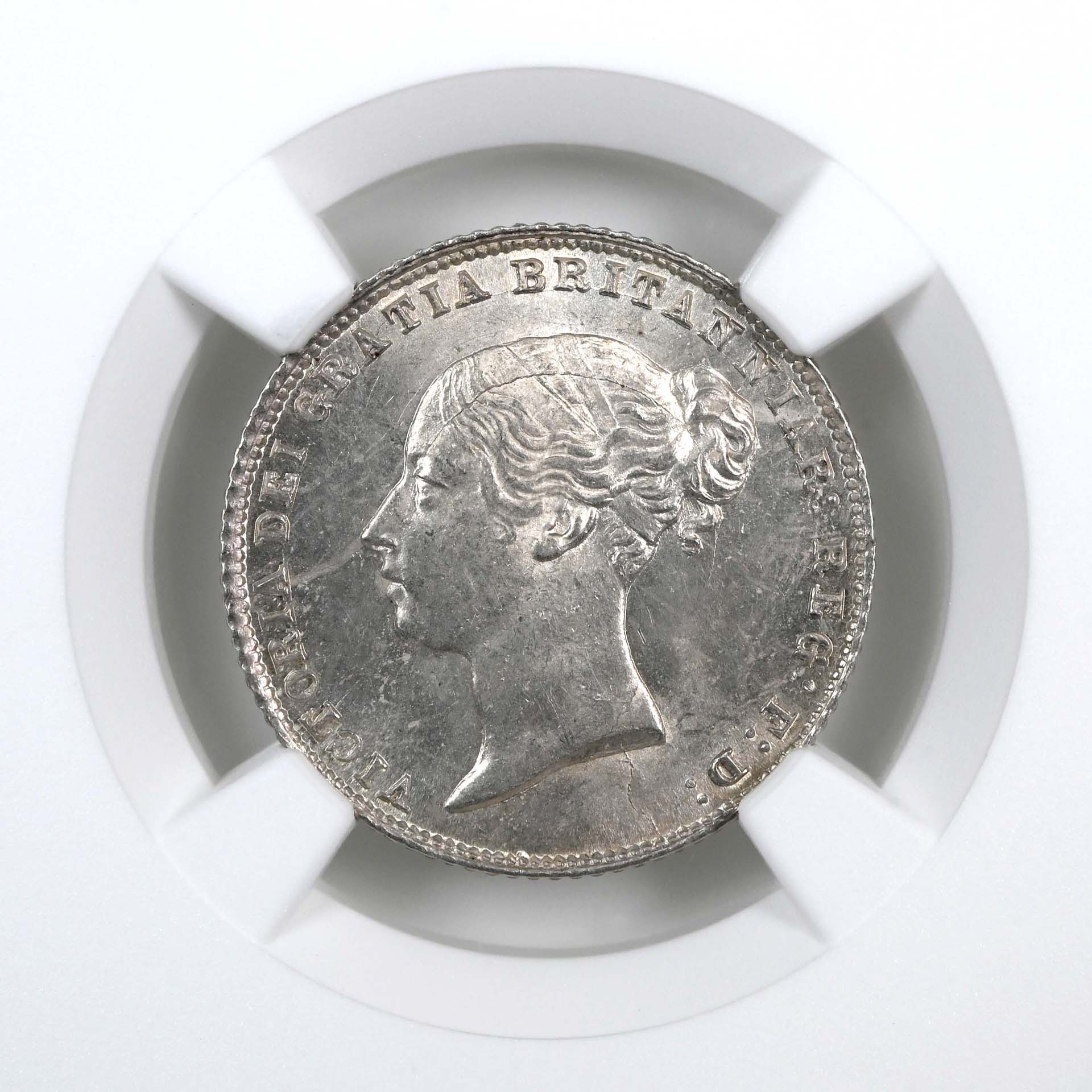 1864 Victoria Silver Sixpence Die 3 Plain 4 MS 64 Obverse