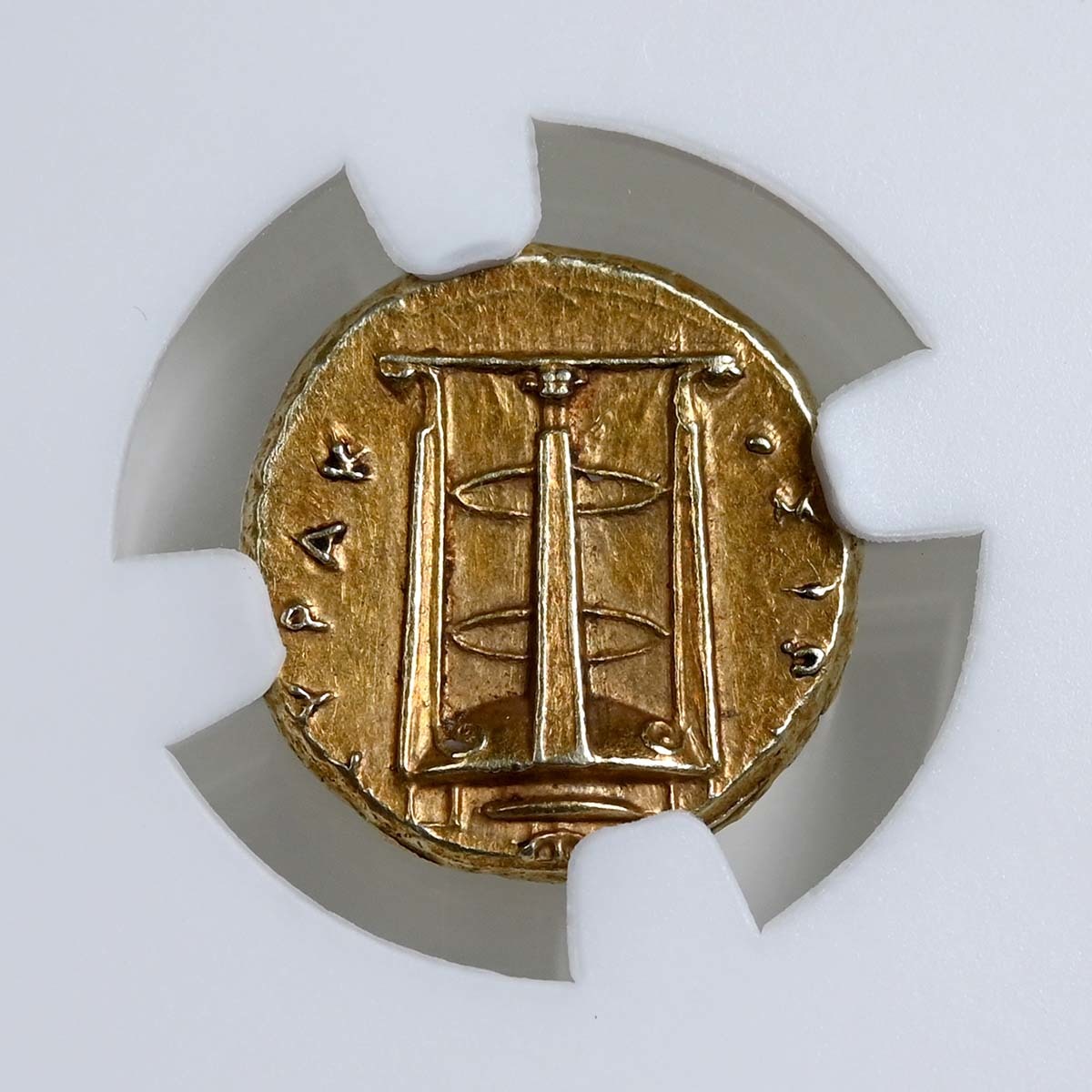 317-289 BC Agathocles Electrum Gold 50 Litrai NGC Ch AU Reverse