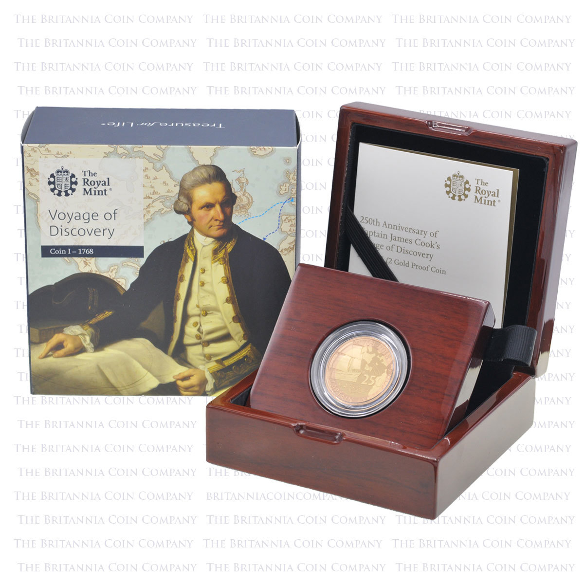 2018 Captain Cook Voyage of Discovery Coin I 1768 £2 Gold Proof Boxed