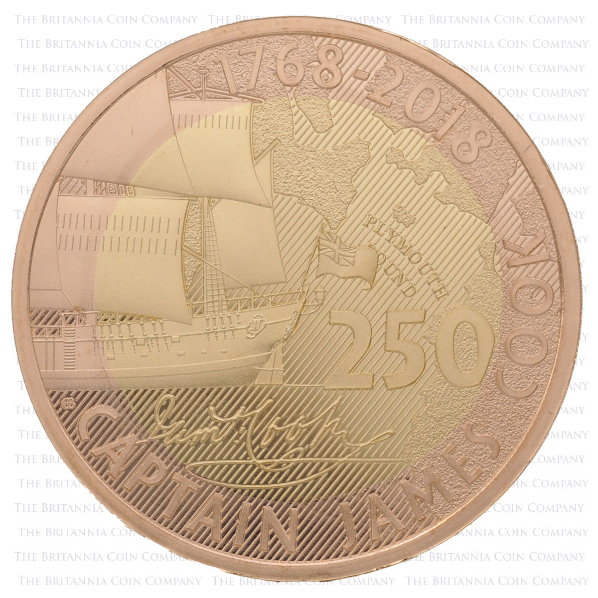 2018 Captain Cook Voyage of Discovery Coin I 1768 £2 Gold Proof Reverse