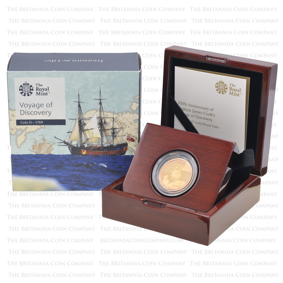 2019 Captain Cook Voyage of Discovery Coin II 1769 £2 Gold Proof Boxed