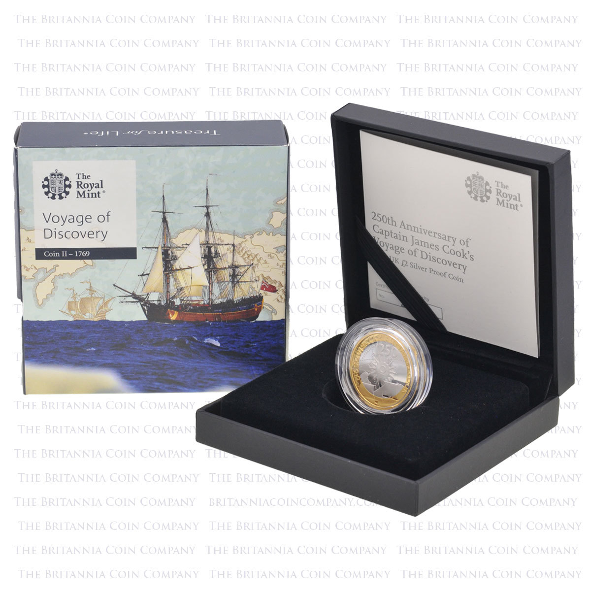2019 Captain Cook Voyage of Discovery Coin II 1769 £2 Silver Proof Boxed