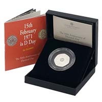 2021 50th Anniversary of Decimal Day 50p Piedfort Silver Proof Boxed Thumbnail