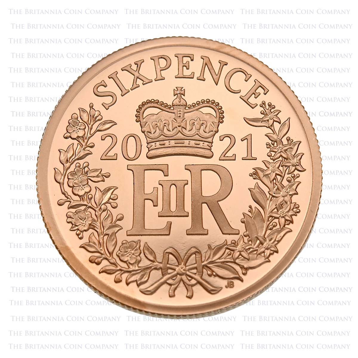 2021 Rose Gold Proof Sixpence Wedding Present Reverse