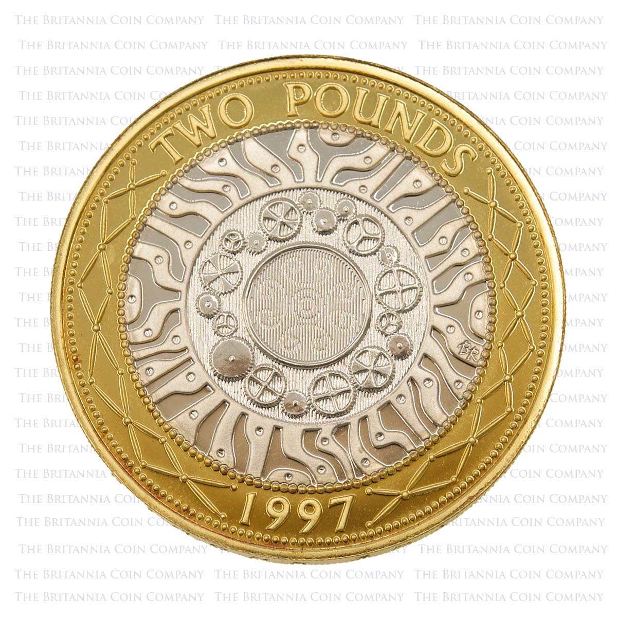 1997 First Year Bimetallic £2 Silver Proof Reverse