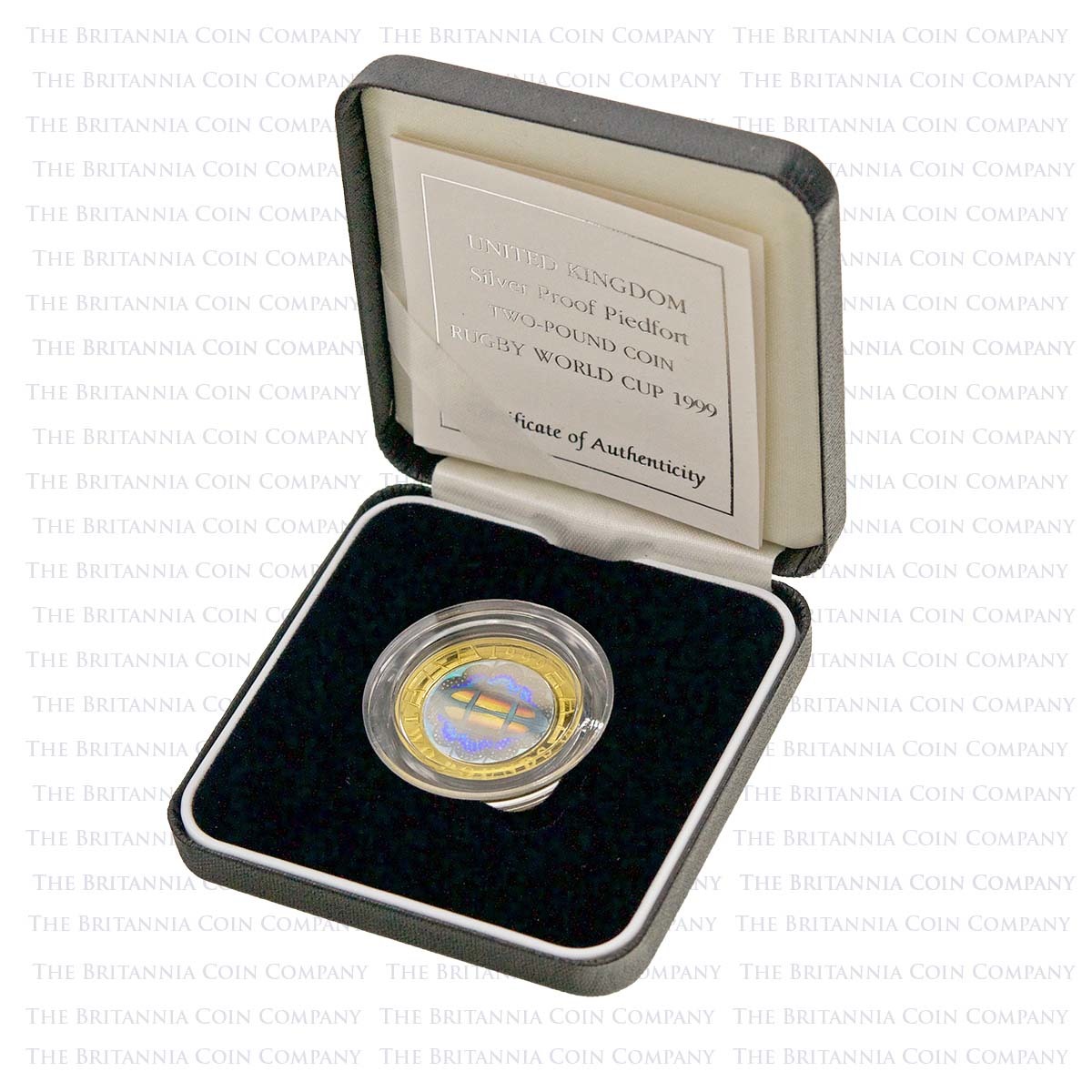 1999 Rugby World Cup £2 Piedfort Silver Proof Boxed