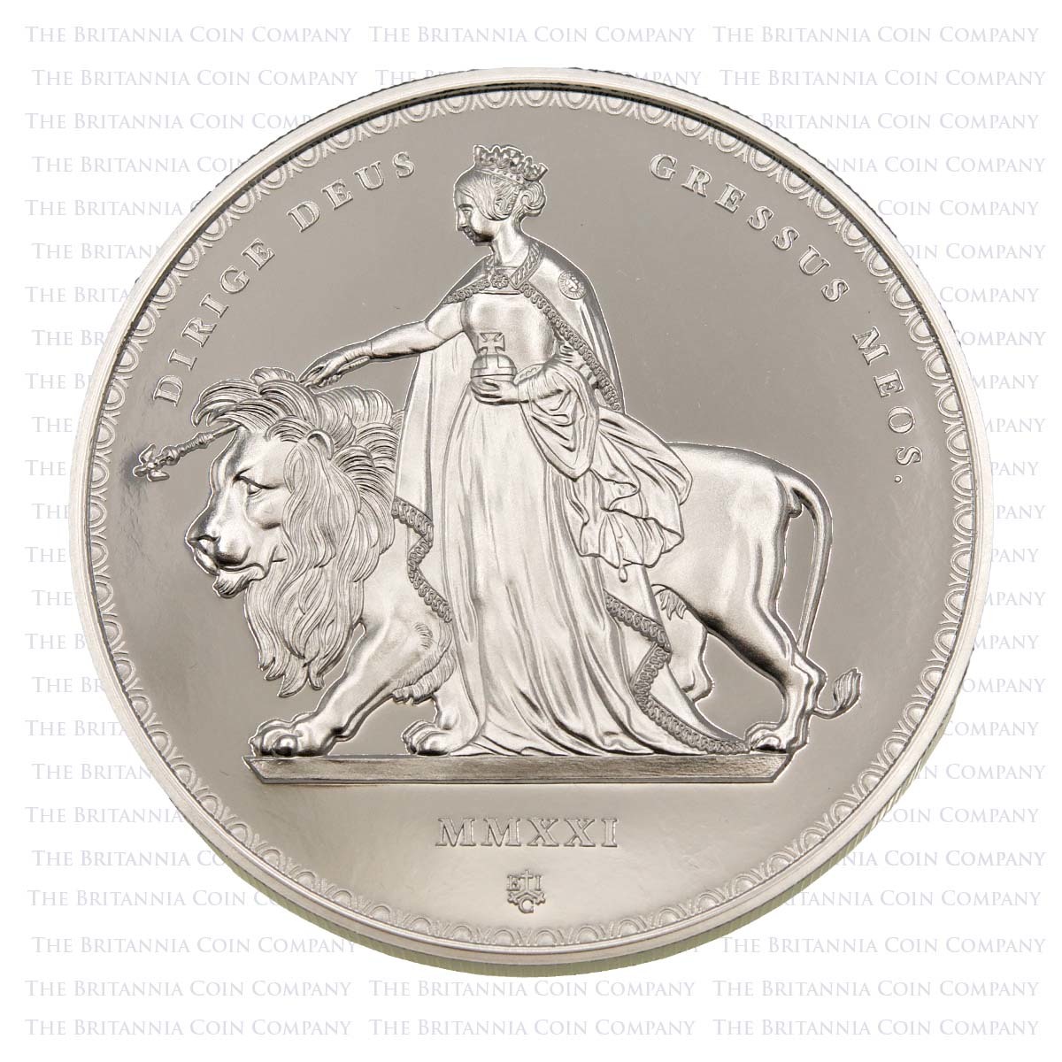 2021 St Helena Una and the Lion 5 Ounce Silver Proof Reverse