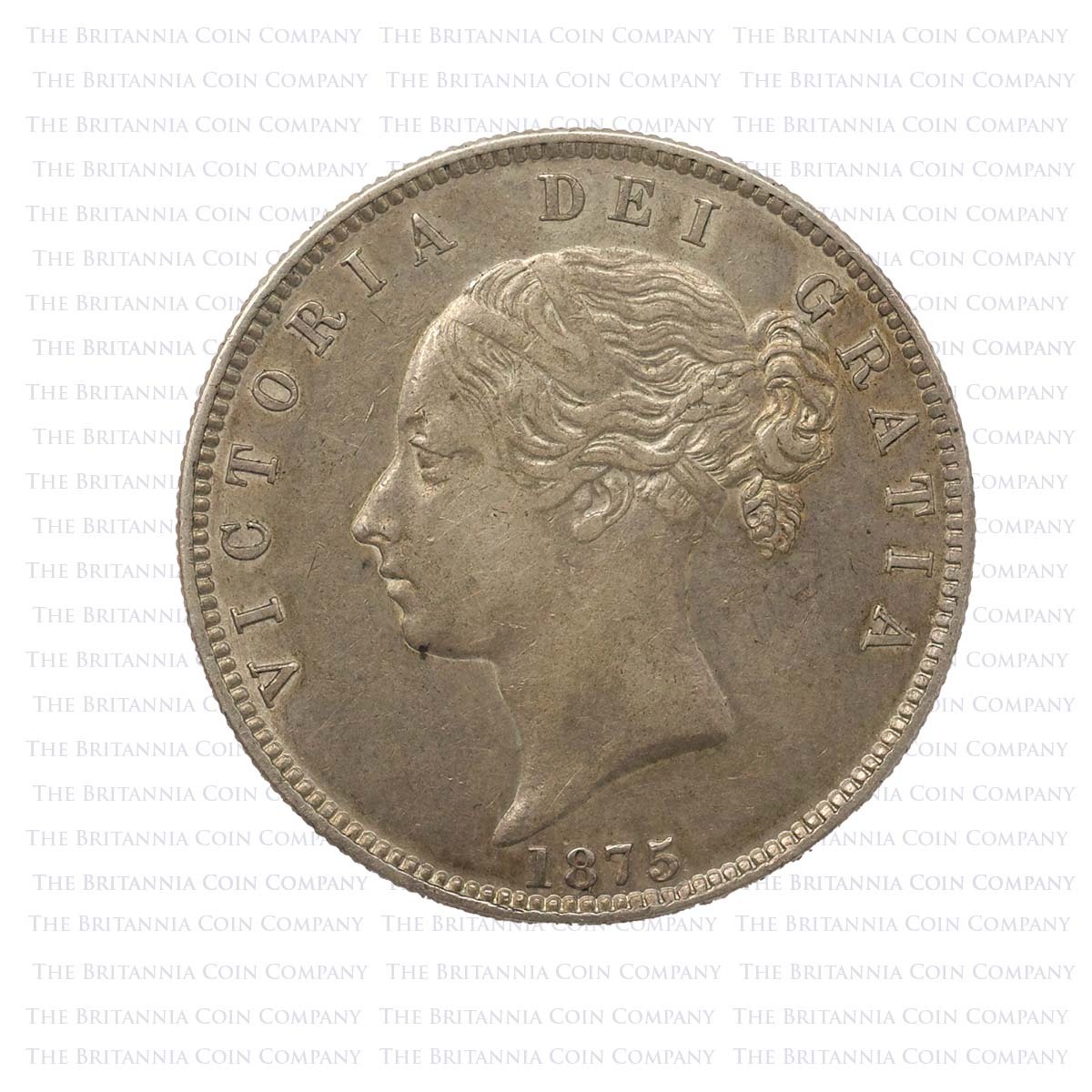 1875 Queen Victoria Silver Halfcrown Young Head Obverse