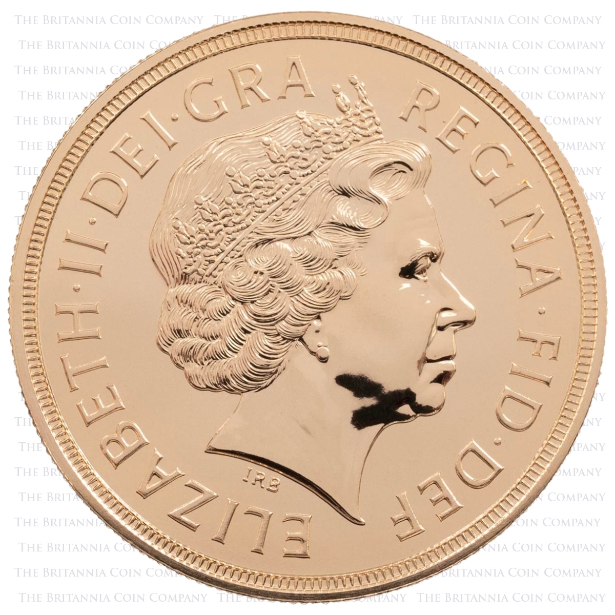 A10 2010 Gold Quintuple Sovereign Five Pound Elizabeth II Brilliant Uncirculated Coin Obverse