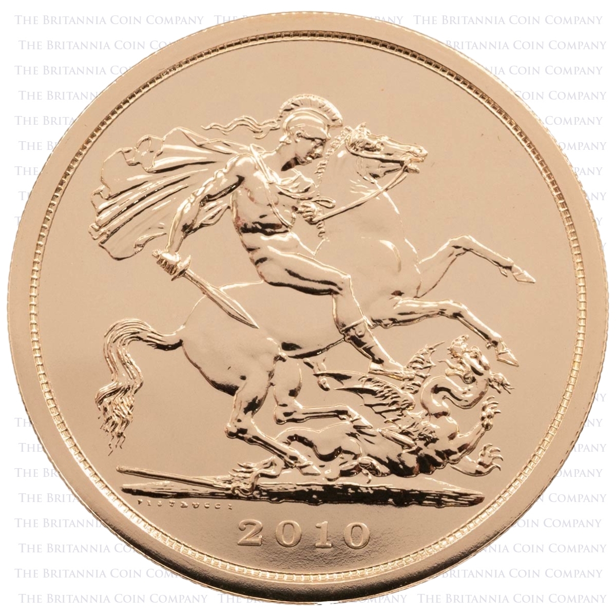 A10 2010 Gold Quintuple Sovereign Five Pound Elizabeth II Brilliant Uncirculated Coin Reverse