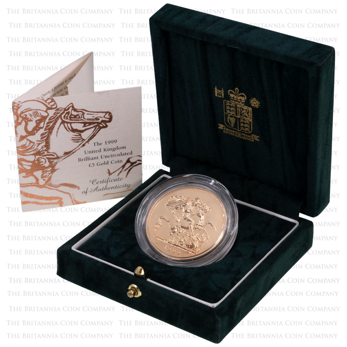 1999 Gold Brilliant Uncirculated Five Sovereign Coin Boxed