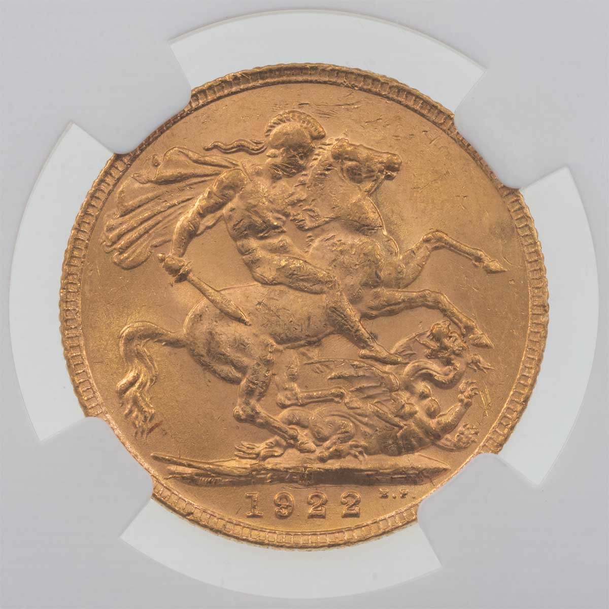1922 Melbourne Gold Sovereign George V Coin NGC Graded MS 62 Reverse