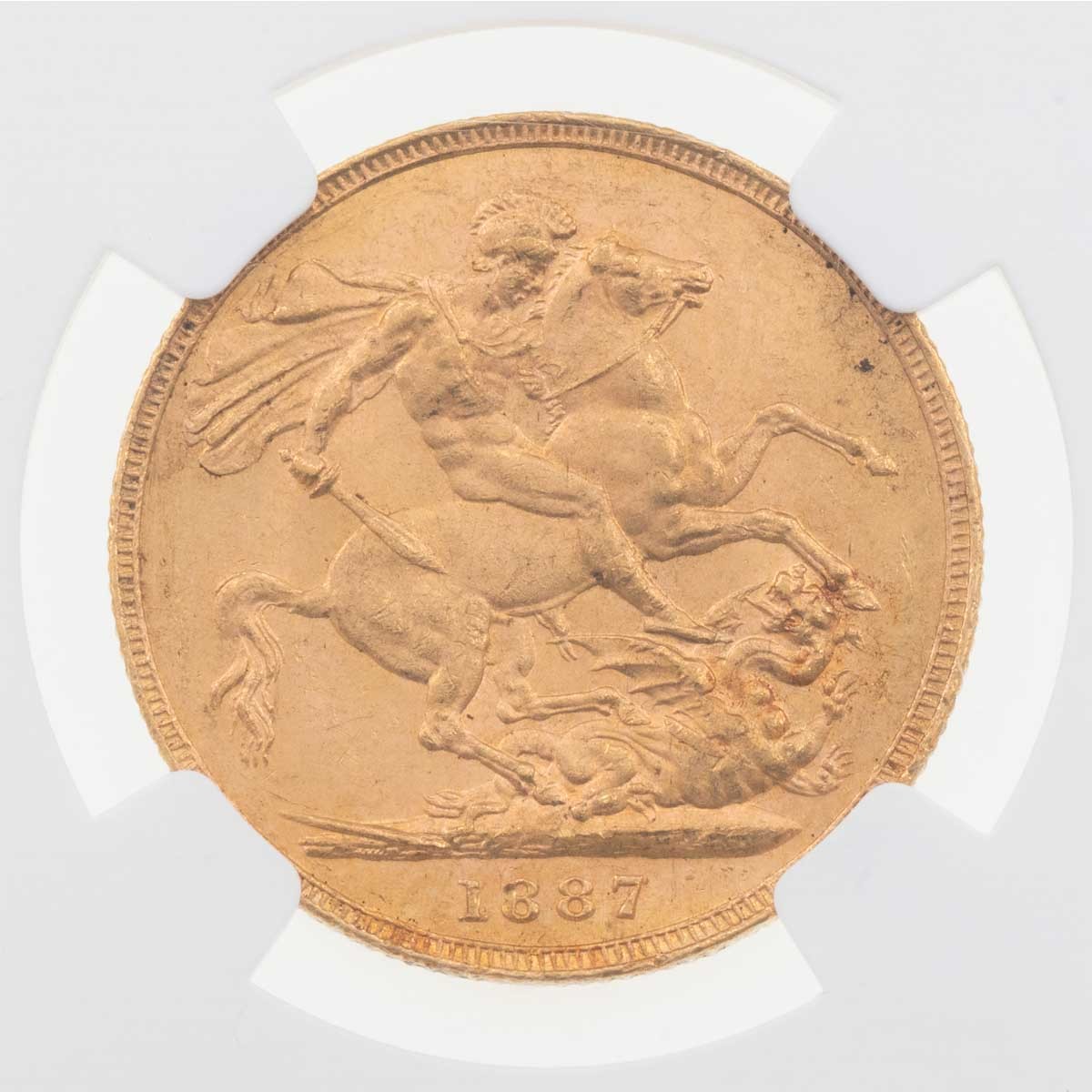 1887 Melbourne Sovereign Victoria Saint George Coin NGC Graded MS 63 Reverse