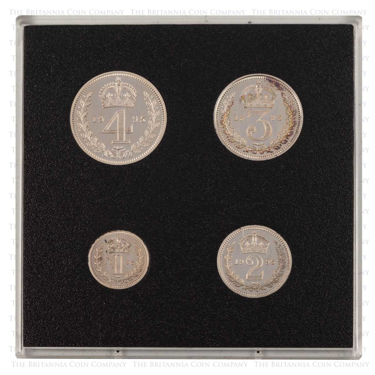 1995 Maundy Money Silver Proof Elizabeth II Coin Set Reverses