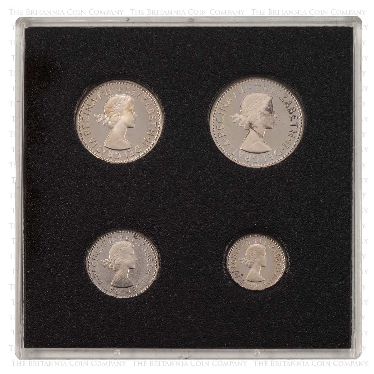 1995 Maundy Money Silver Proof Elizabeth II Coin Set Obverses