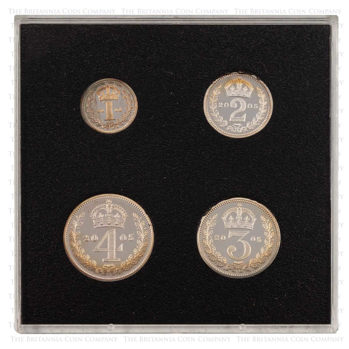 2005 Maundy Money Silver Proof Elizabeth II Coin Set Reverses