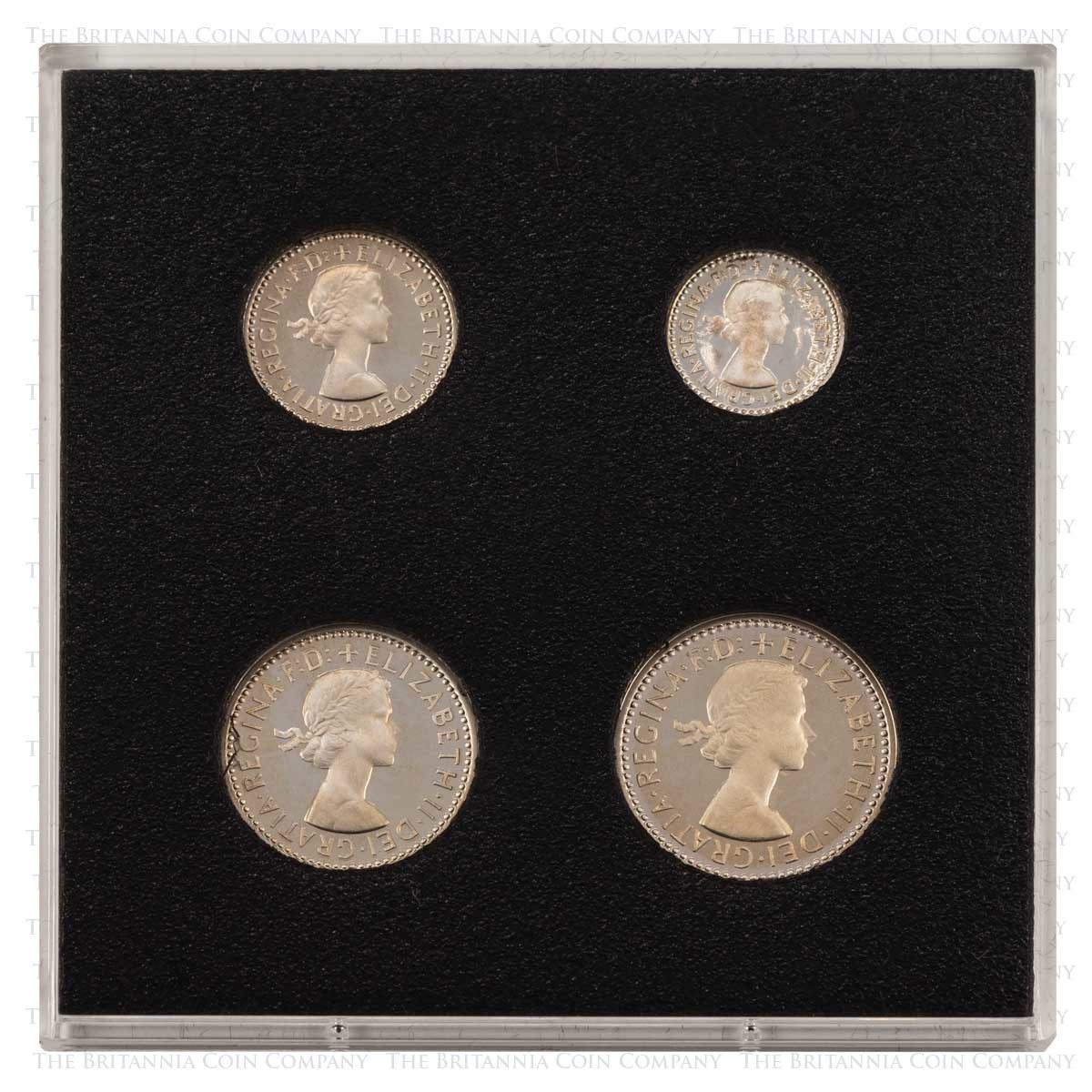 2005 Maundy Money Silver Proof Elizabeth II Coin Set Obverses