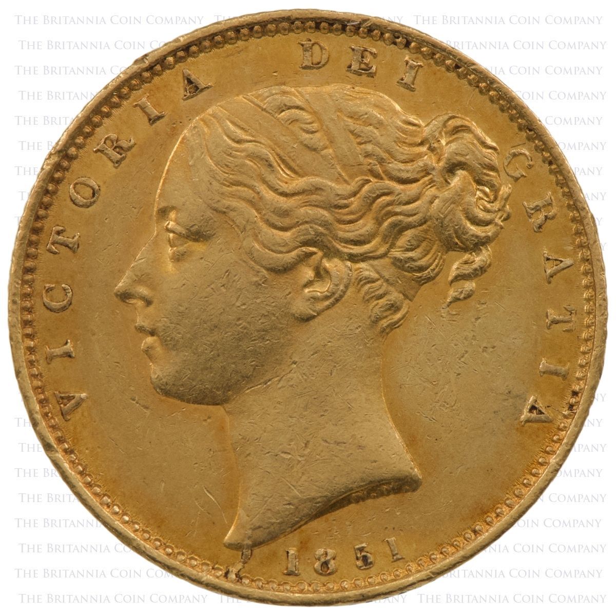 1851 Victoria Gold Sovereign PCGS Graded AU58 Obverse