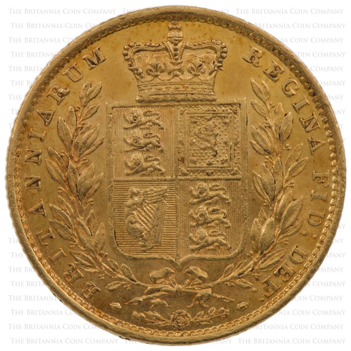 1851 Victoria Gold Sovereign PCGS Graded AU58 Reverse