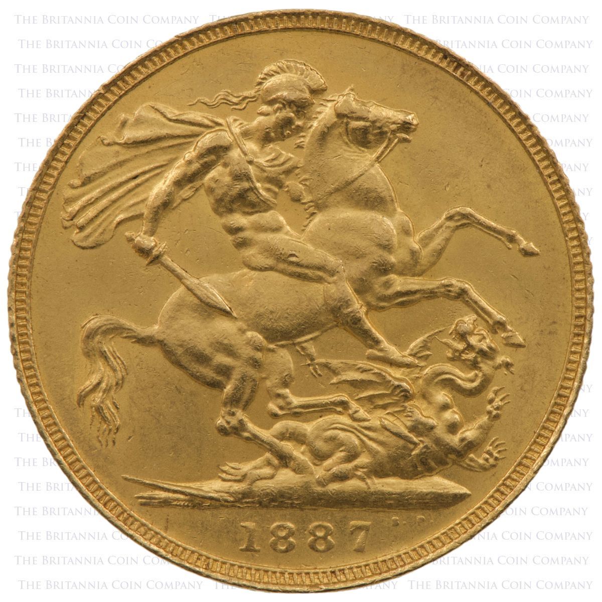 1887 Victoria Gold Sovereign Melbourne Mint Young Head Saint George PCGS Graded MS61 Reverse