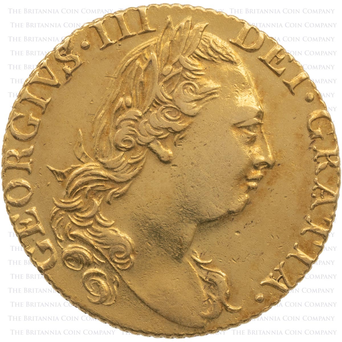 1774 Guinea George III Gold Coin Obverse
