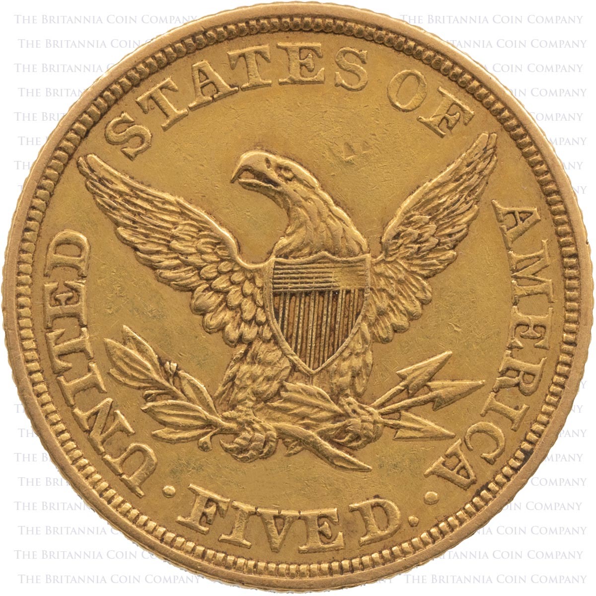 1843 Half Eagle Five Dollars Gold Philadelphia Mint United States Coin Reverse