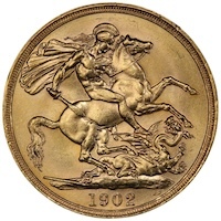 1902 Gold Double Sovereign Two Pound Edward VII Coin PCGS Graded AU58 Thumbnail