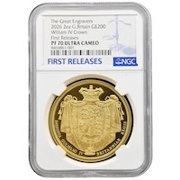 2026 William IV Crown Two Ounce Gold Proof Coin NGC PF 70 Ultra Cameo First Releases Thumbnail